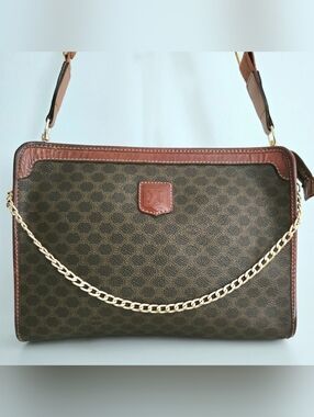 Authentic CELINE Macadam Vintage‎ Upcycled Clutch Crossbody Wallet WOC Shoulder